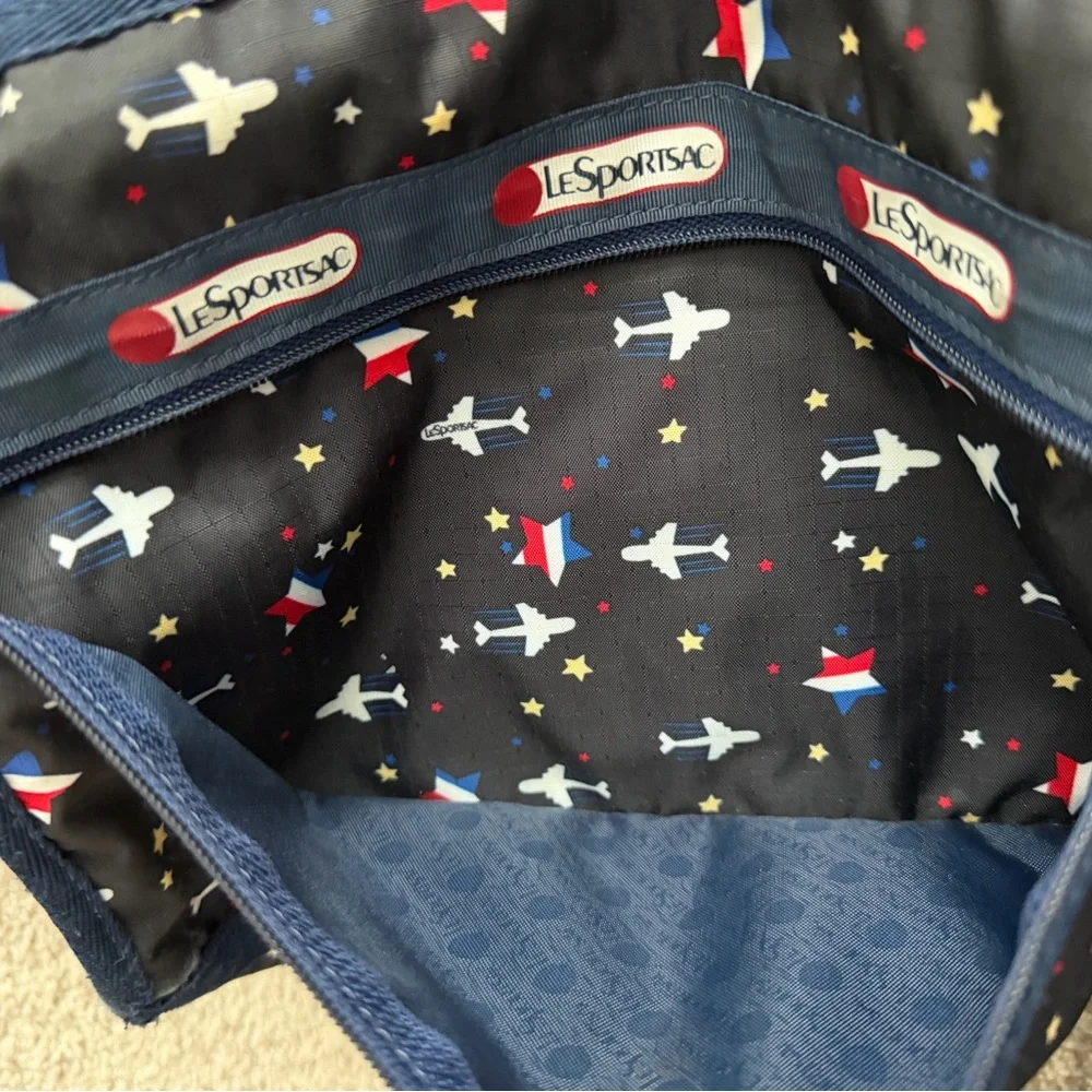 LeSportsac Deluxe Everyday Bag Navy Planes & Stars Print Crossbody